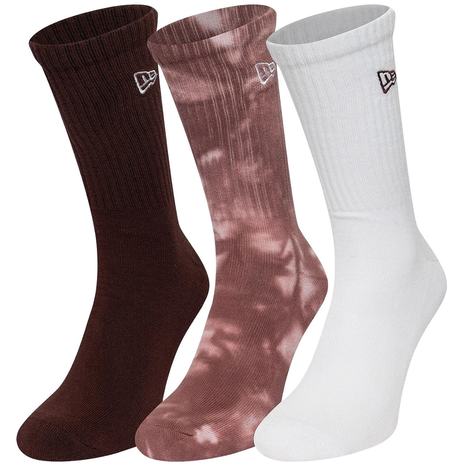 носки New Era Tie Dye Crew 3 Pack - White/Frosted Burgundy