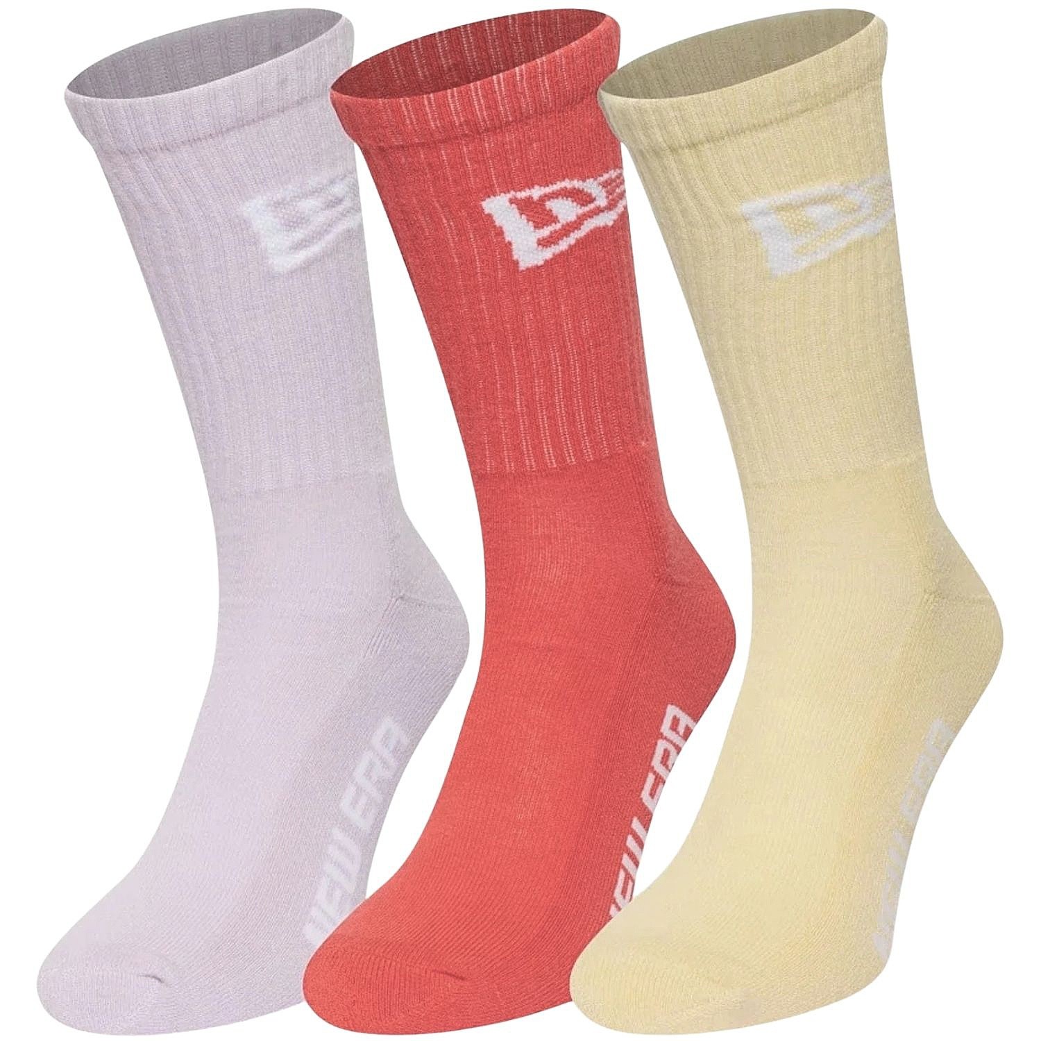 ponožky New Era Flag Crew 3 Pack - Pink Lift/Pastel Lilac/Light Cream