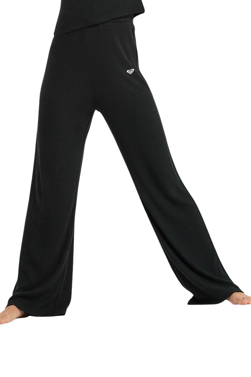 tepláky Roxy Rise & Vibe New Rib Wide Leg - KVJ0/True Black