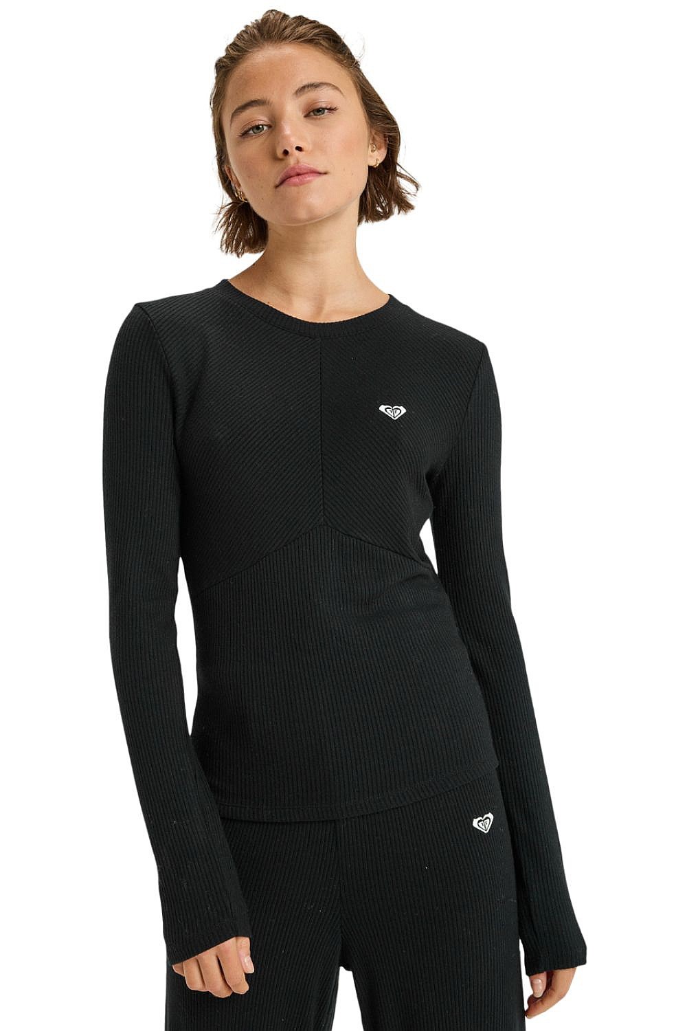 tričko Roxy Rise & Vibe New Rib LS - KVJ0/True Black - women´s