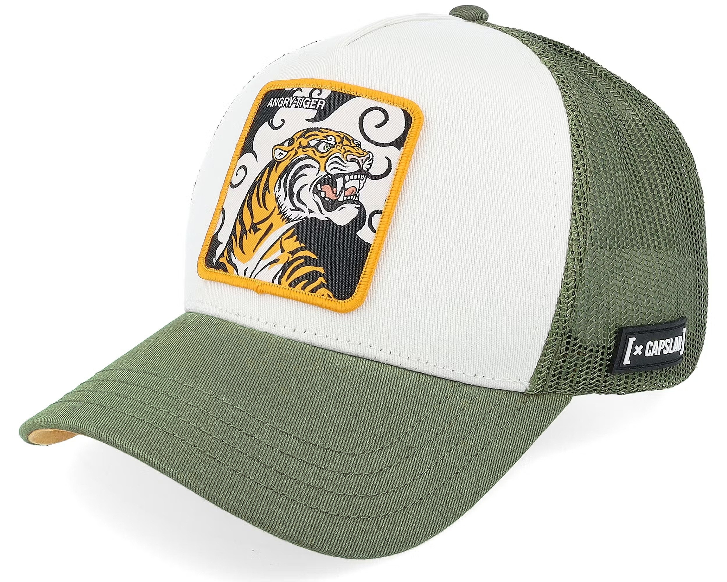 casquette Capslab Premium Trucker - Angry Tiger/Olive/White - men´s