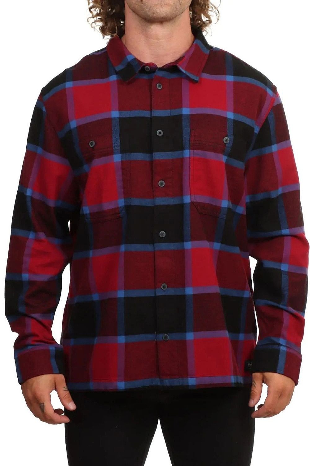 chemise Vans Larkspur Plaid Flannel LS - Bordeaux/Black - men´s