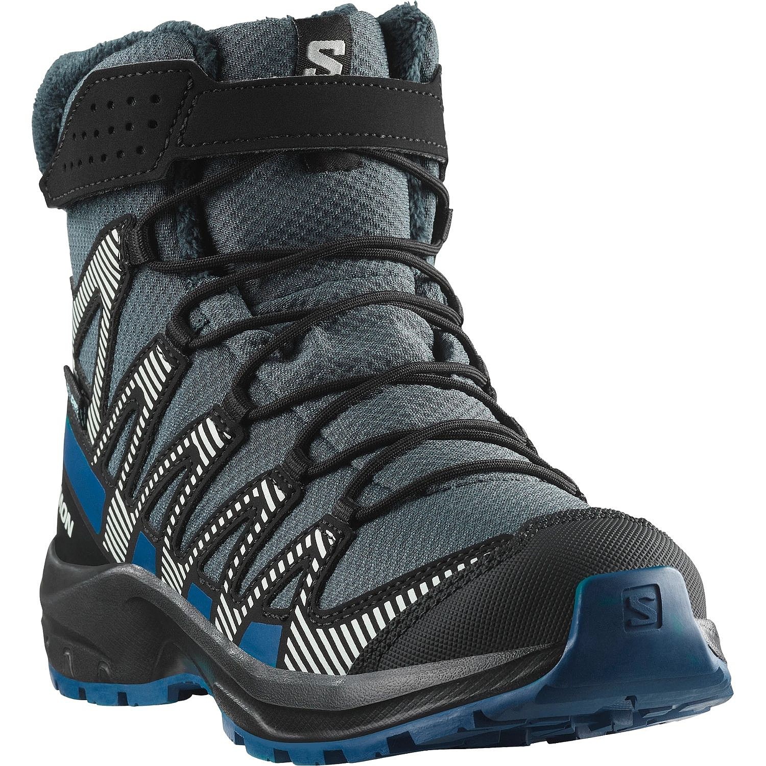 chaussures Salomon XA Pro V8 Winter CSWP J - Turbulence/Black/Dark Blue - unisex junior