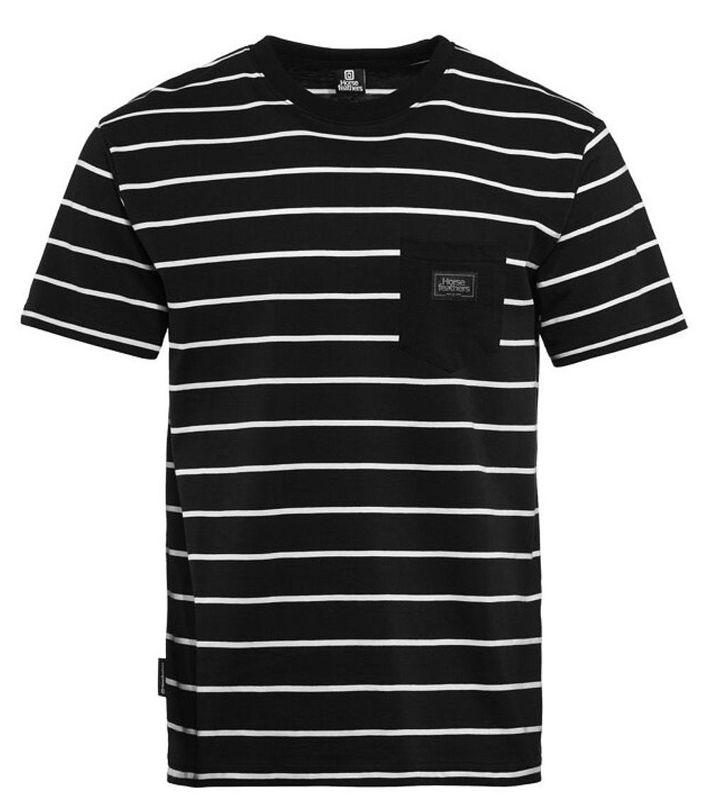 T-Shirt Horsefeathers Alpha Pocket - Black Stripes - men´s