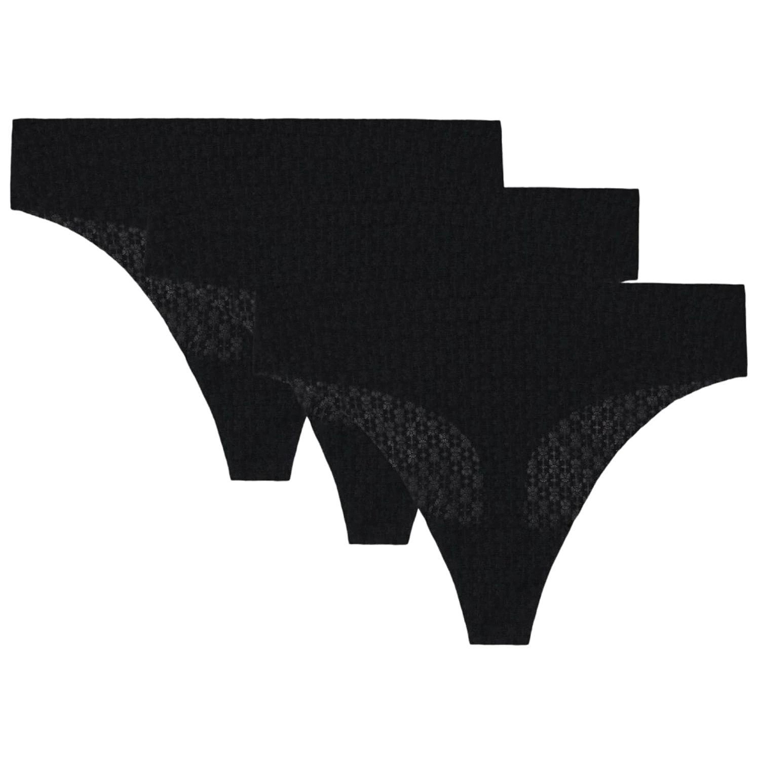 Slip Under Armour Pure Stretch Mesh Thong 3 Pack - Black - women´s