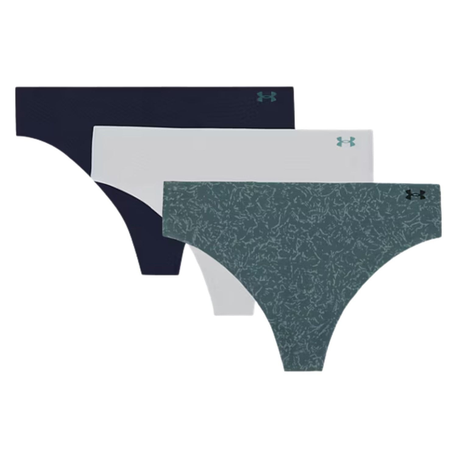 Slip Under Armour Pure Stretch No Show Printed 3 Pack - Jasper Blue - women´s