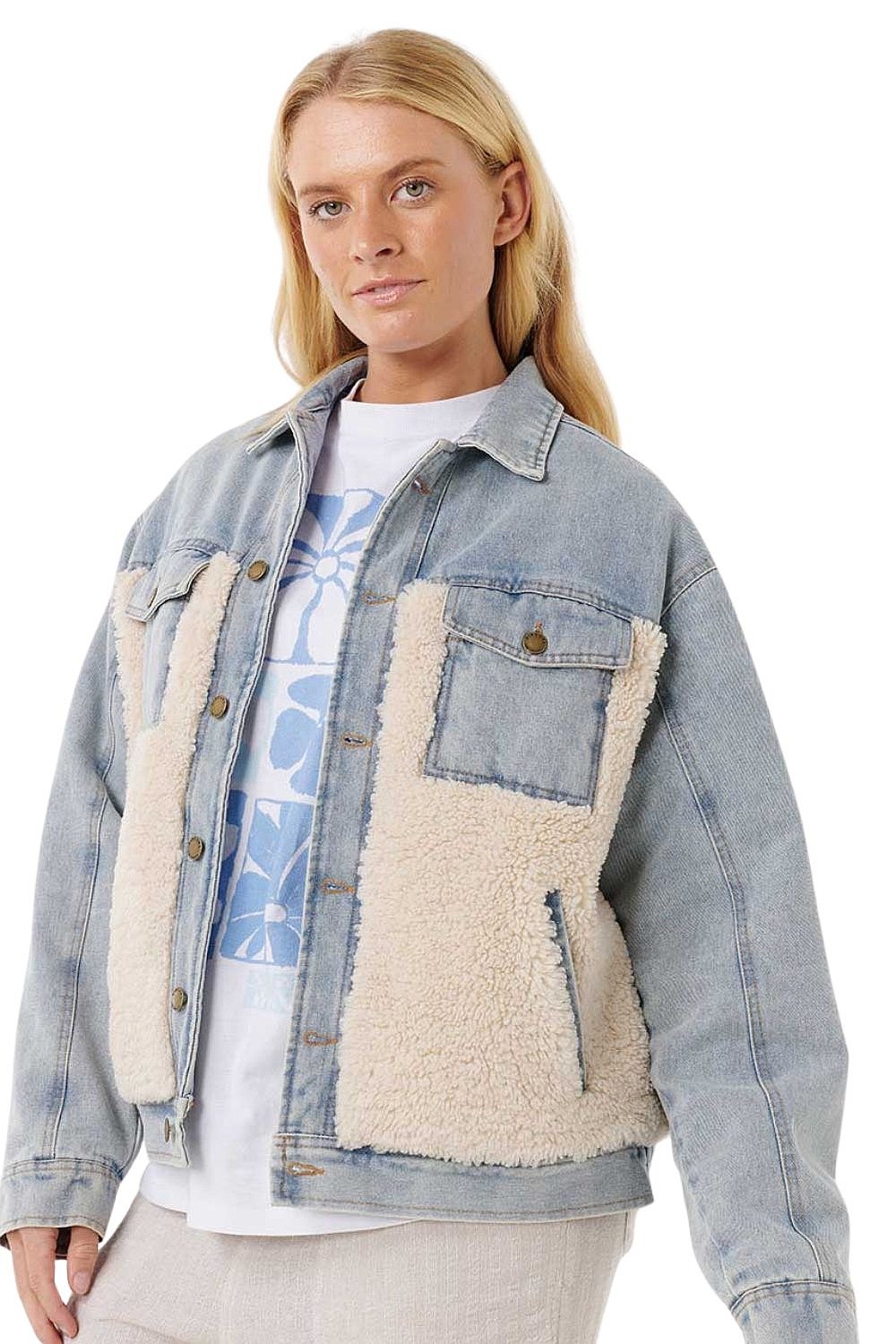 bunda Rip Curl Cruisin' Sherpa Denim - Washed Blue - women´s
