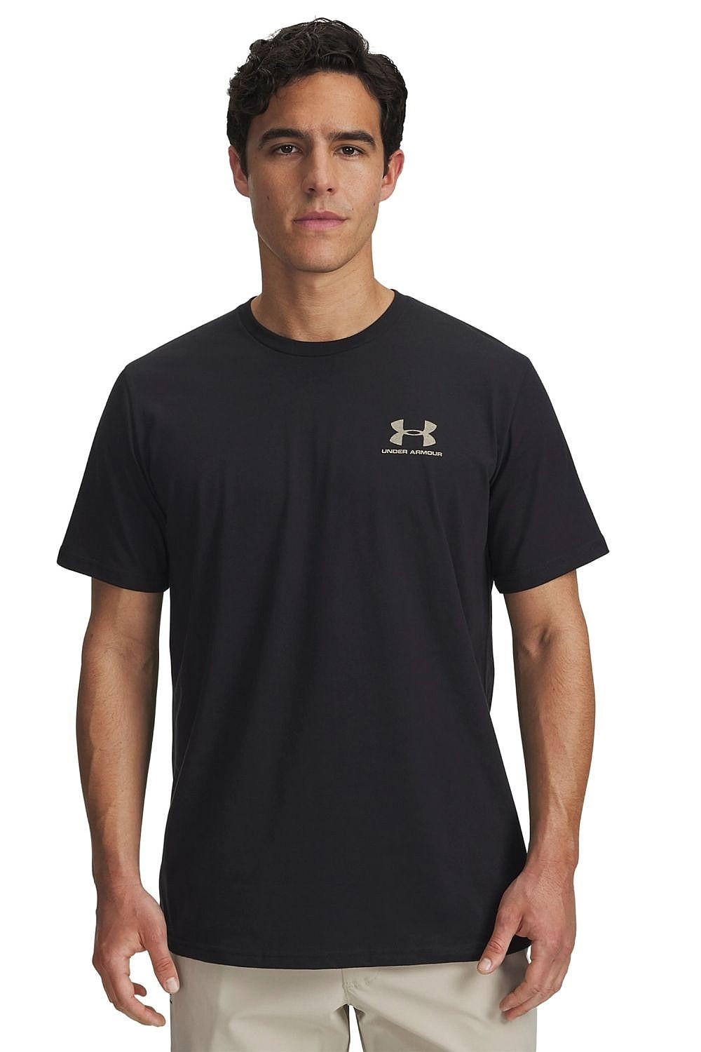 tričko Under Armour Sportstyle Left Chest - Black/City Khaki - men´s