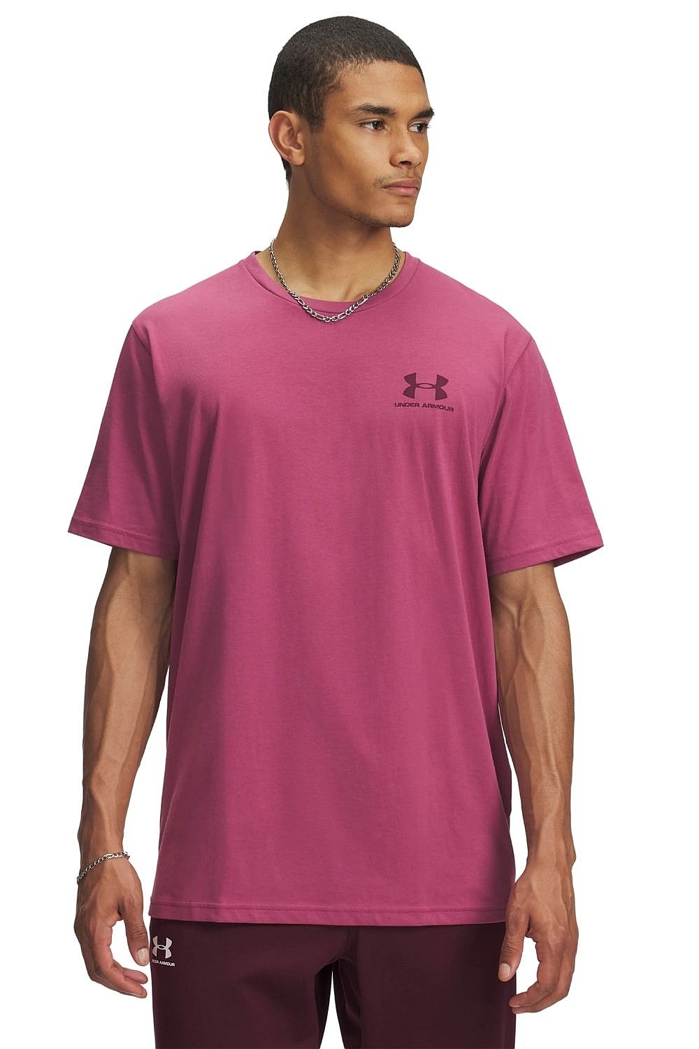 tričko Under Armour Sportstyle Left Chest - Fuchsia Dusk/Dark Maroon - men´s
