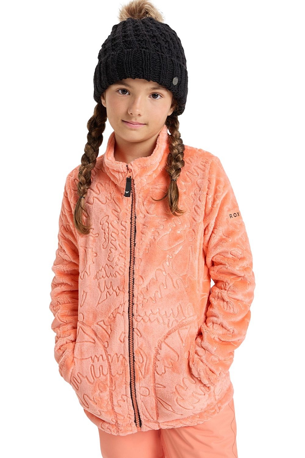 mikina Roxy Igloo Zip - NKN1/Coral Chic Big Flower Emboss - girl´s