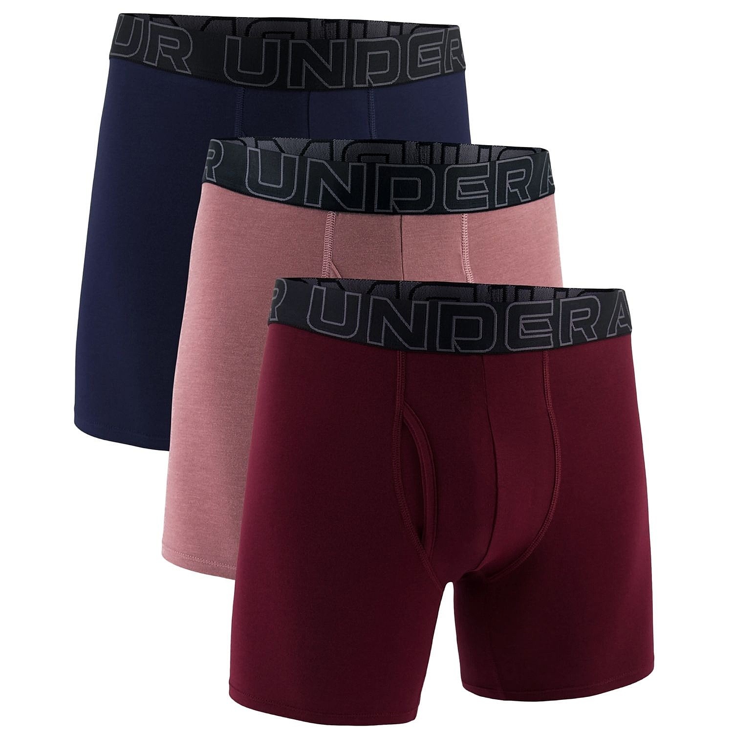 trenírky Under Armour Perf Tech Cotton 6in 3 Pack - Maroon Mist Heather - men´s