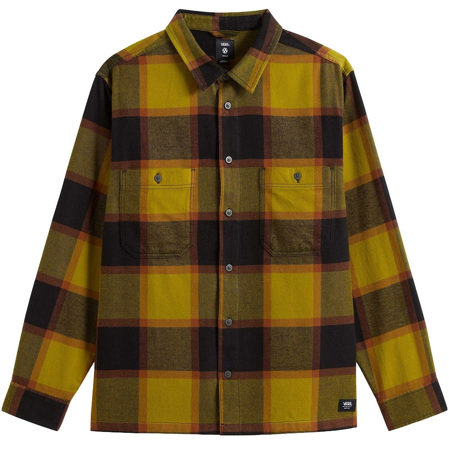 košeľa Vans Larkspur Plaid Flannel LS - Burnt Gold/Black - men´s