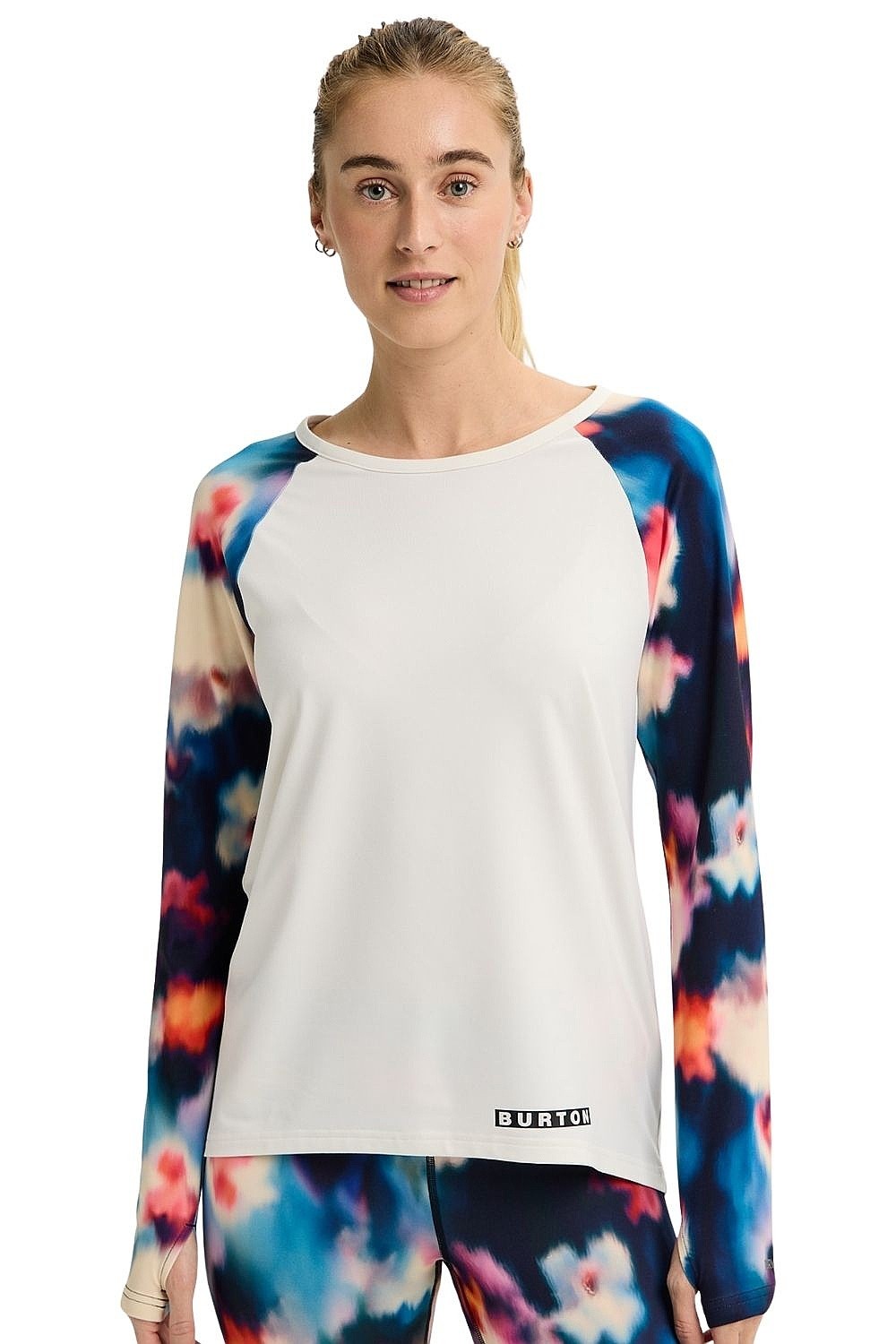 tričko Burton Roadie Tech Crew LS - Stout White/Floral Blue