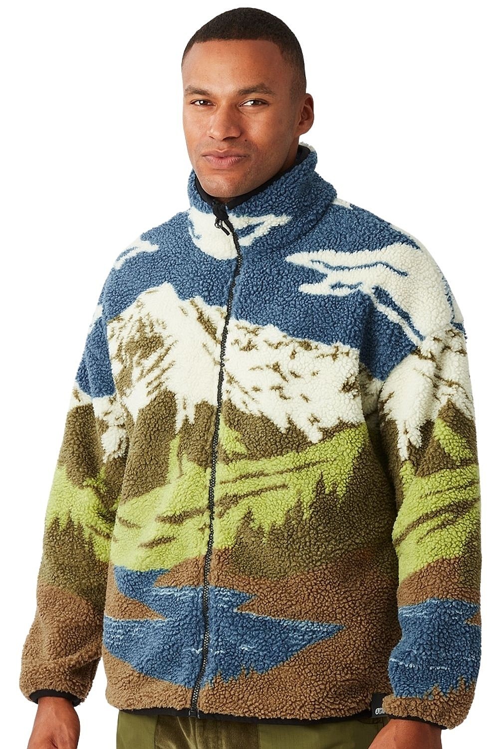 Sweatshirt Picture Hafdals Zip - Cloudy Landsc Sherpa - men´s