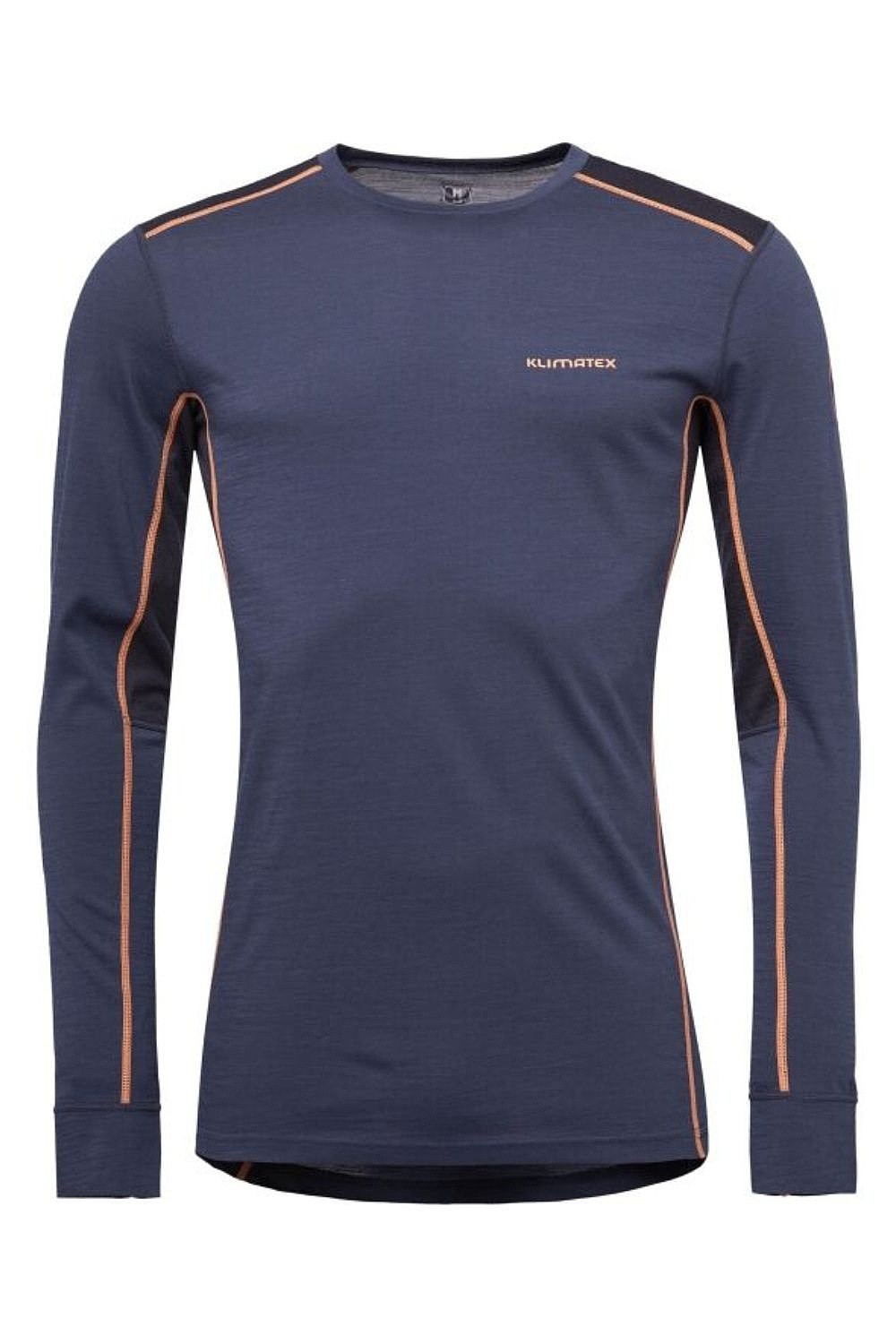 tričko Klimatex Tasman Merino LS - Dark Blue/Orange - men´s