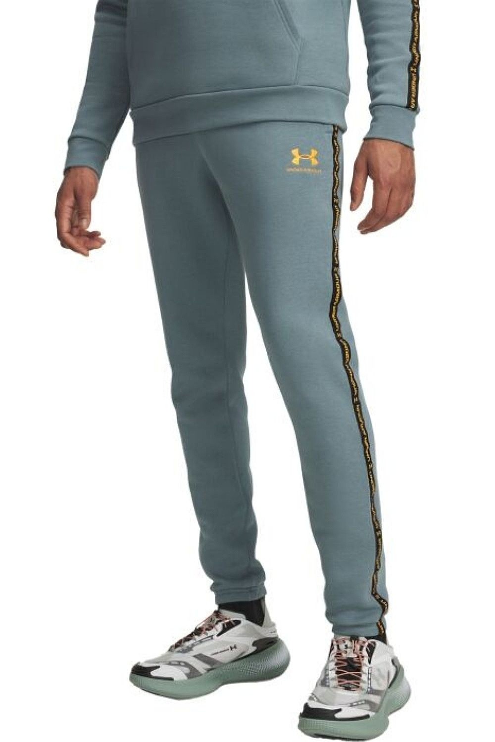 spodnie dresowe Under Armour Icon Fleece Jogger Taping - Jasper Blue/Squad Orange