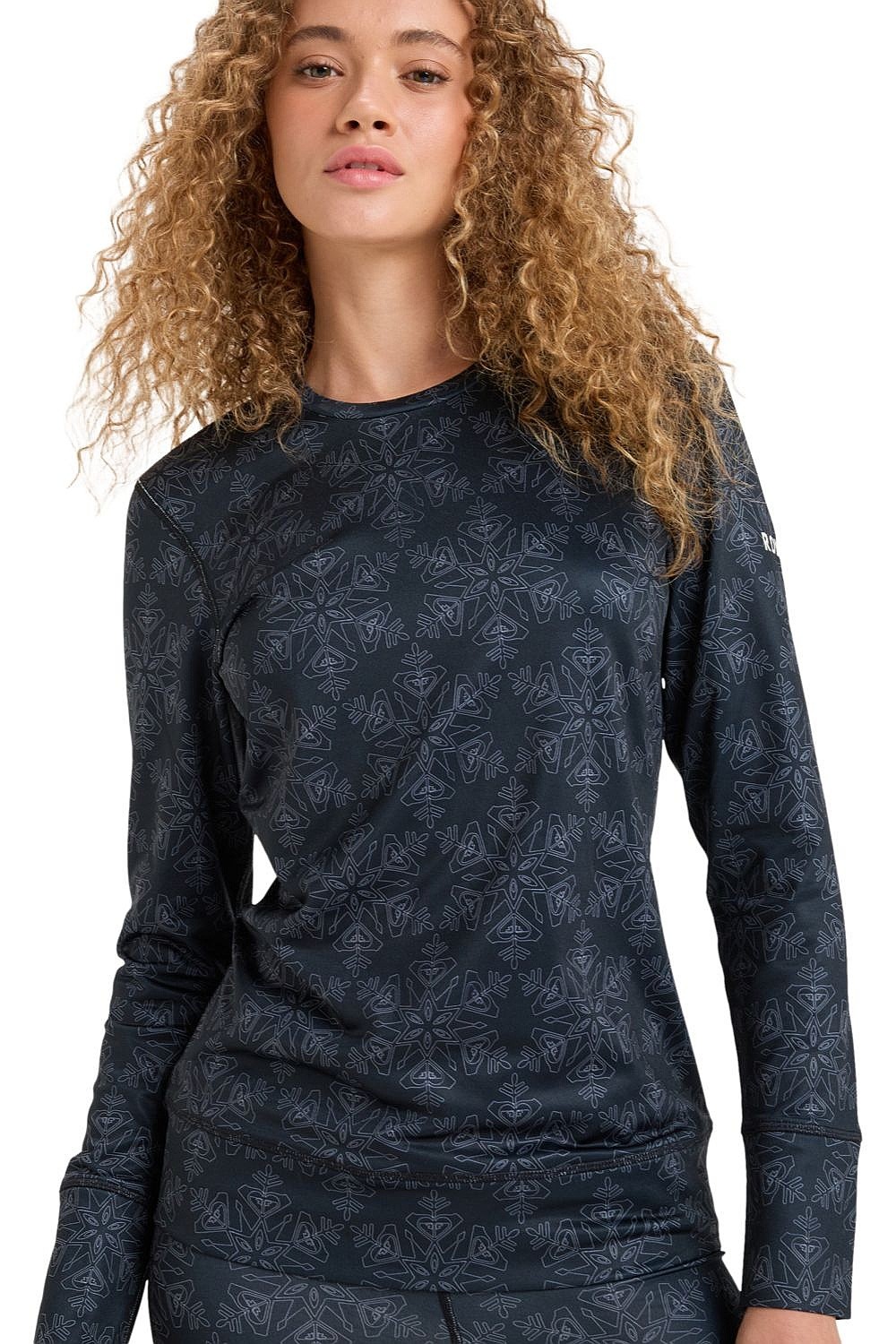 tričko Roxy Daybreak Brushed LS - KVJ7/True Black Snowflakes