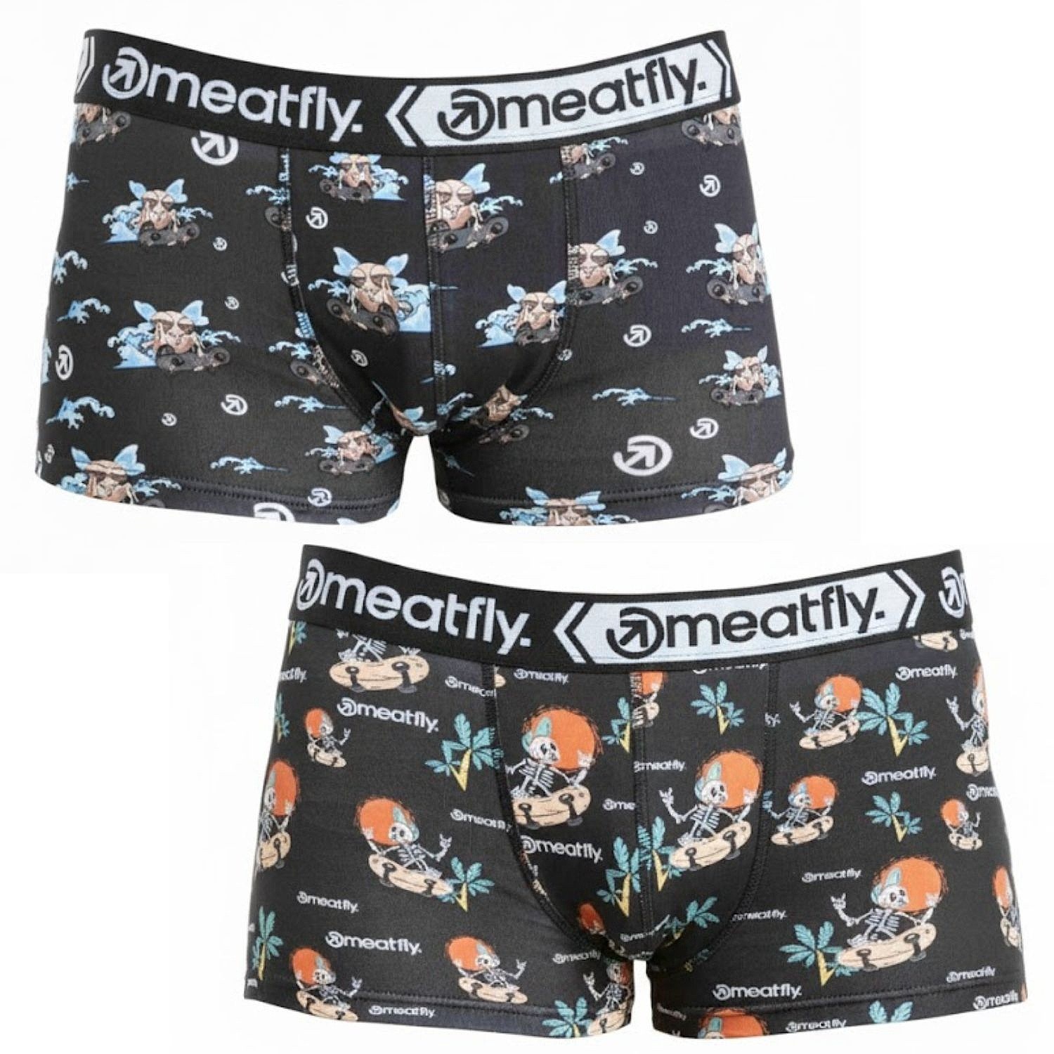 trenírky Meatfly Balboa 2 Pack - SK8 Skeleton/Fly - men´s