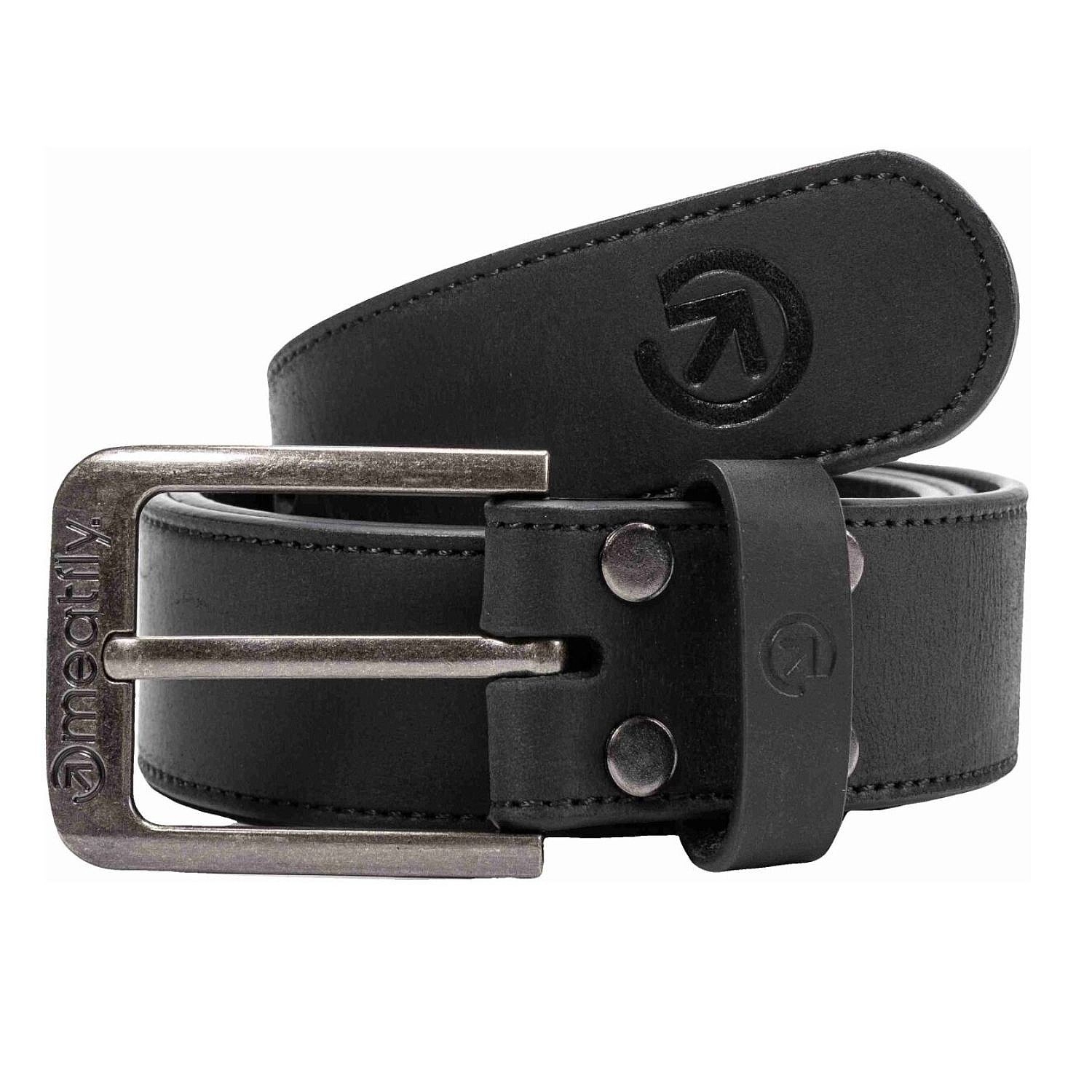 pásek Meatfly Doppler Leather - Black