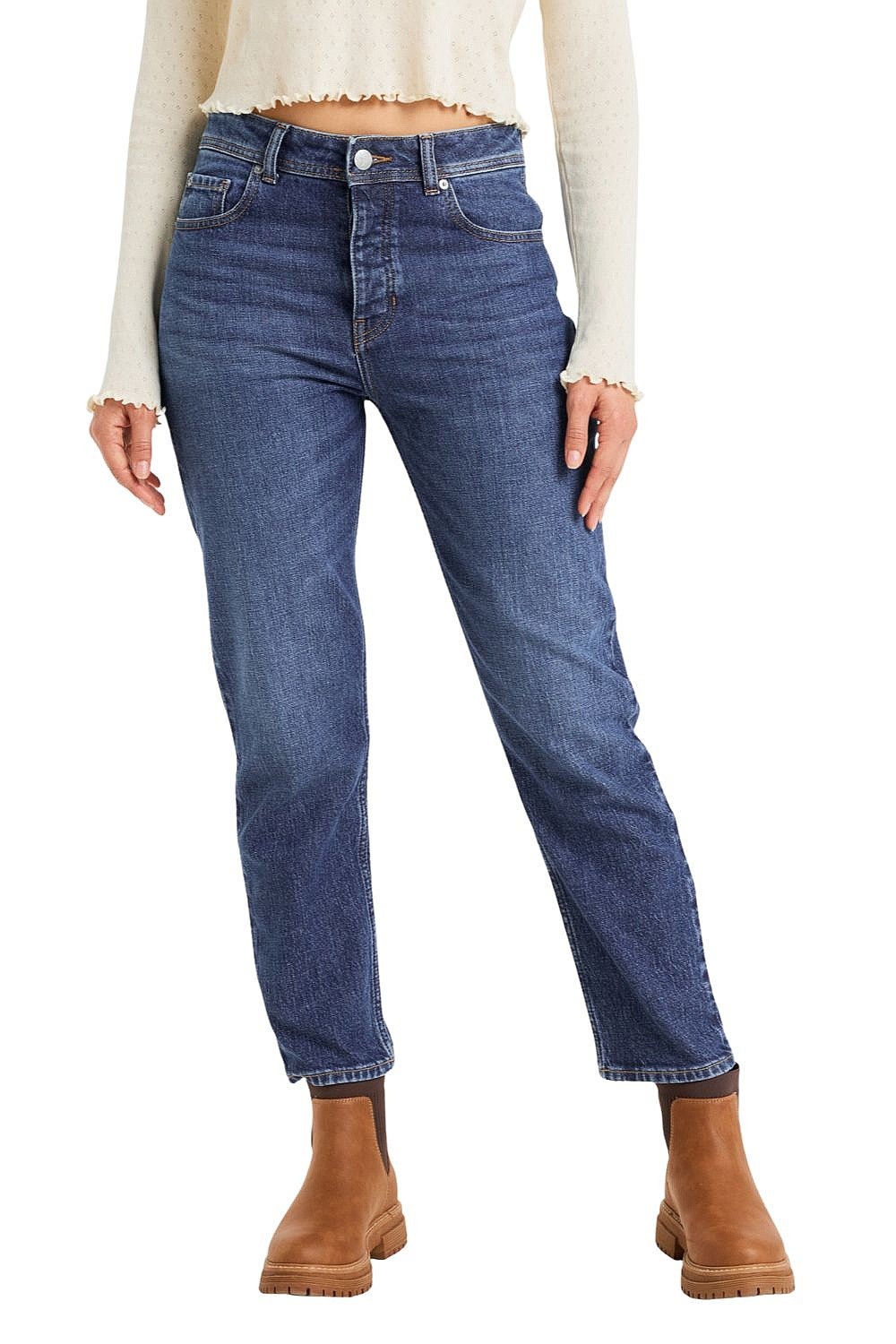 dżinsy Roxy Patti Straight Mid - BMTW/Medium Blue