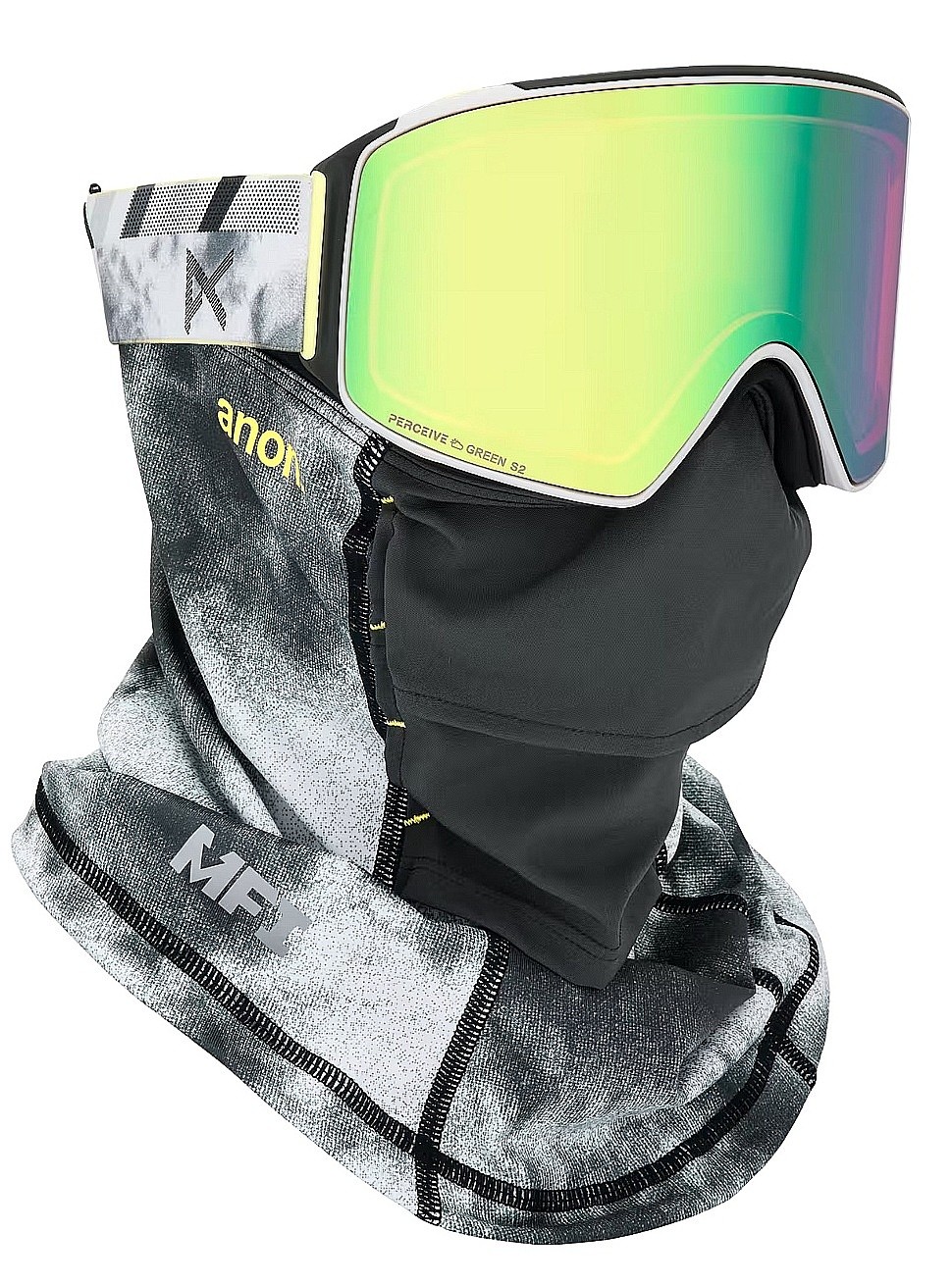 skibriller Anon M4 Cylindrical MFI Face Mask - Tilt Shift/Perceive Variable Green