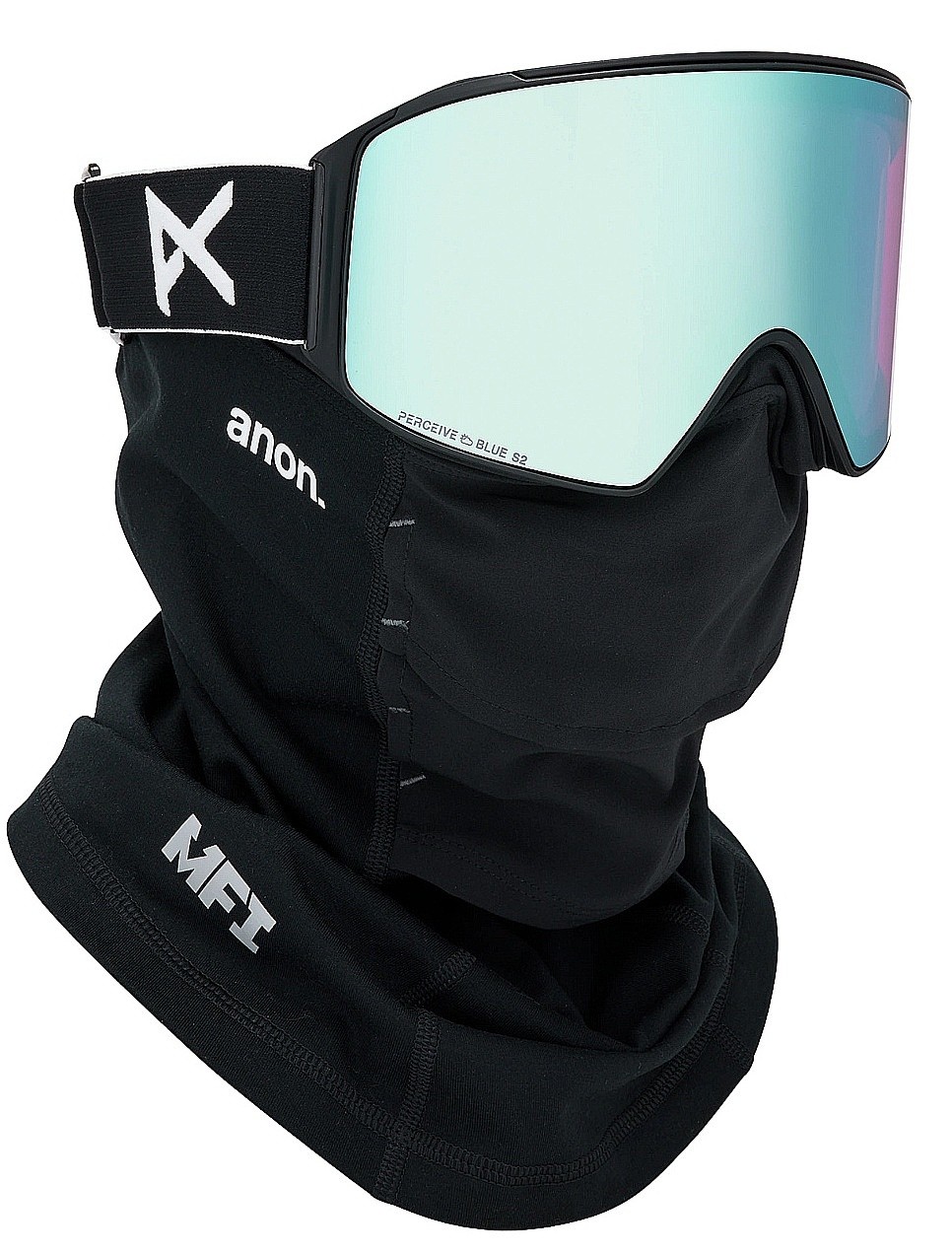 masque de ski  Anon M4 Cylindrical MFI Face Mask - Black/Perceive Variable Blue