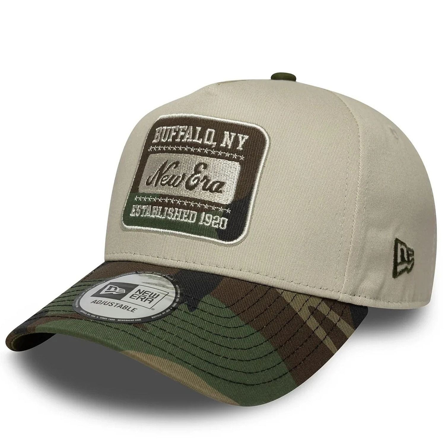 czapka z daszkiem New Era 9FO AF Camo Patch Branded - Stone/Woodland Camo