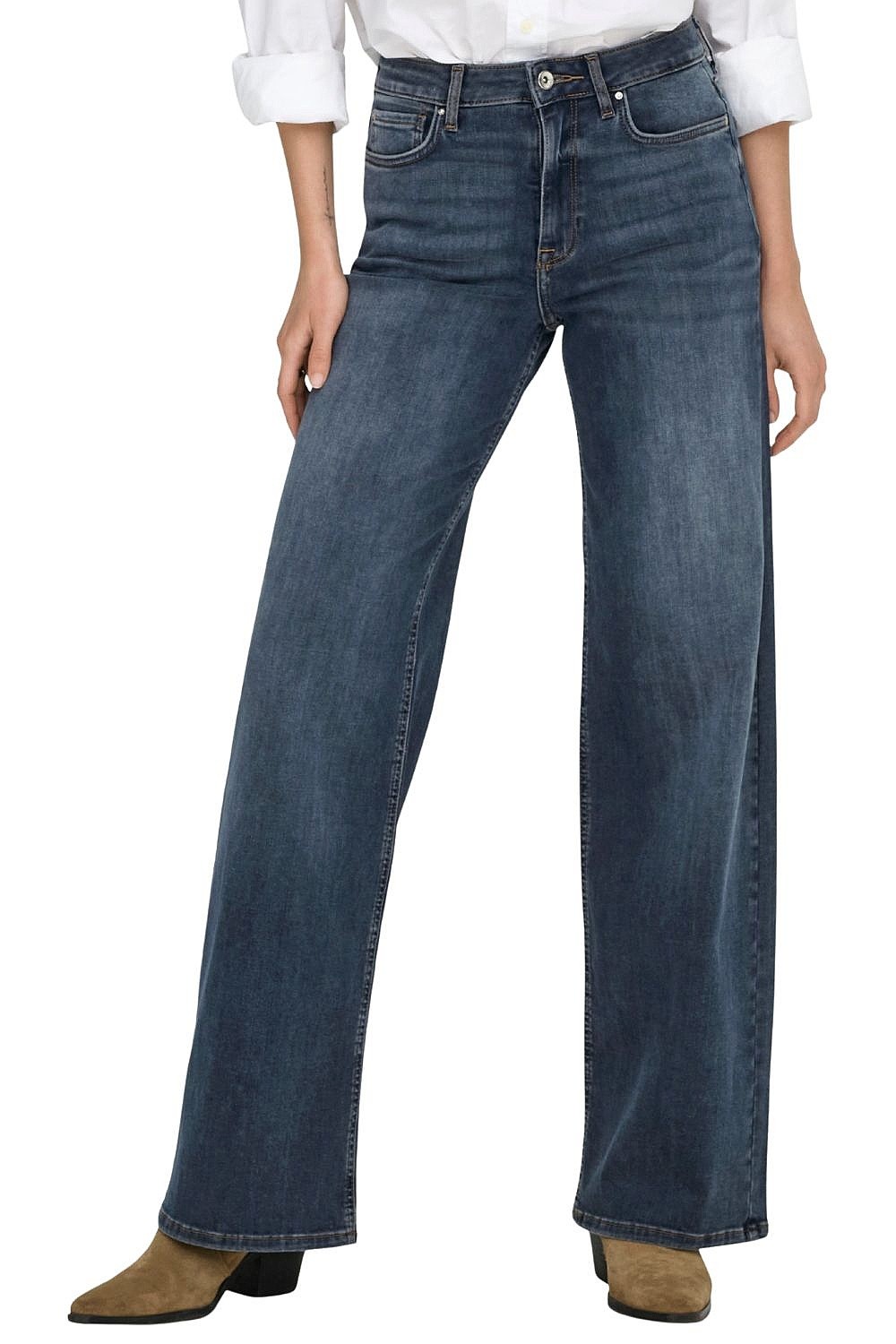 jeansy ONLY Madison Hight Waist Wide - Blue Black Denim - women´s