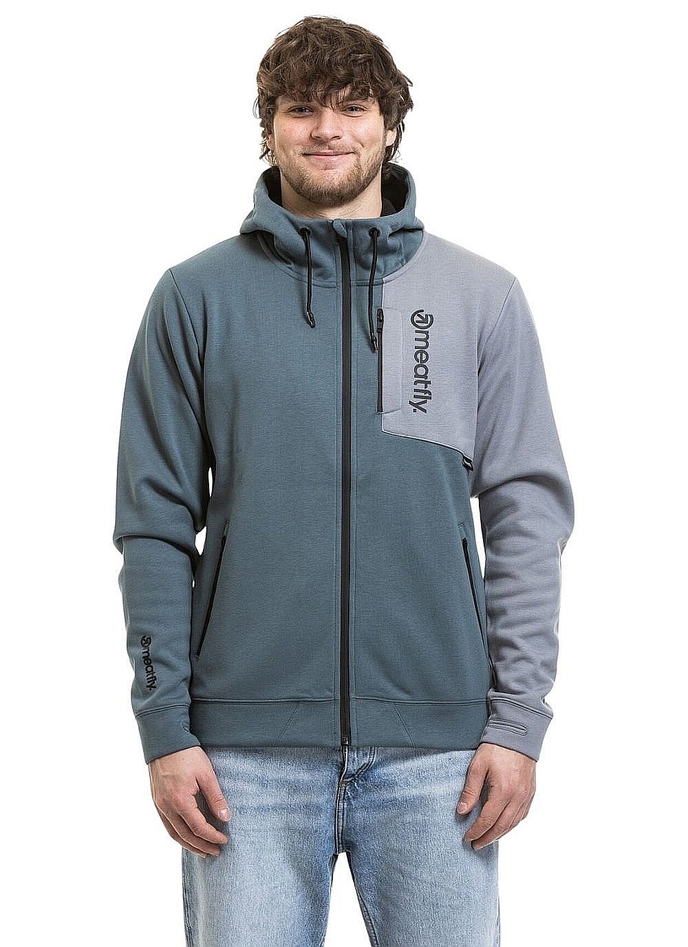 Sweatshirt Meatfly Lightyear Zip - Blue Sea/Silver - men´s