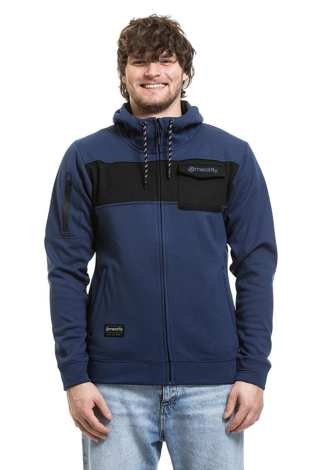 Sweatshirt Meatfly Josh Zip - Dark Ocean/Black - men´s