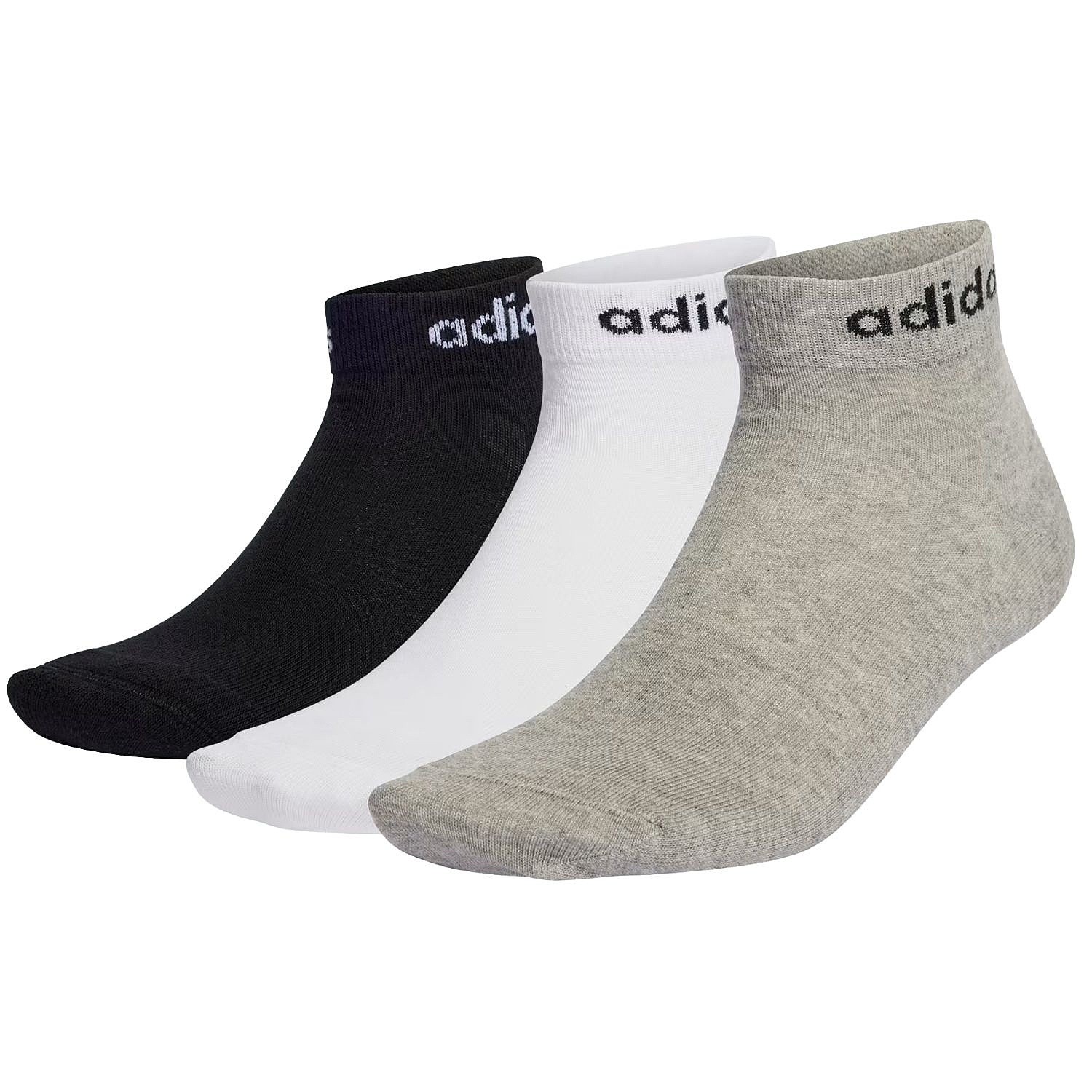 șosete adidas Performance Think Linear Ankle 3 Pack - Medium Grey Heather/White/Black