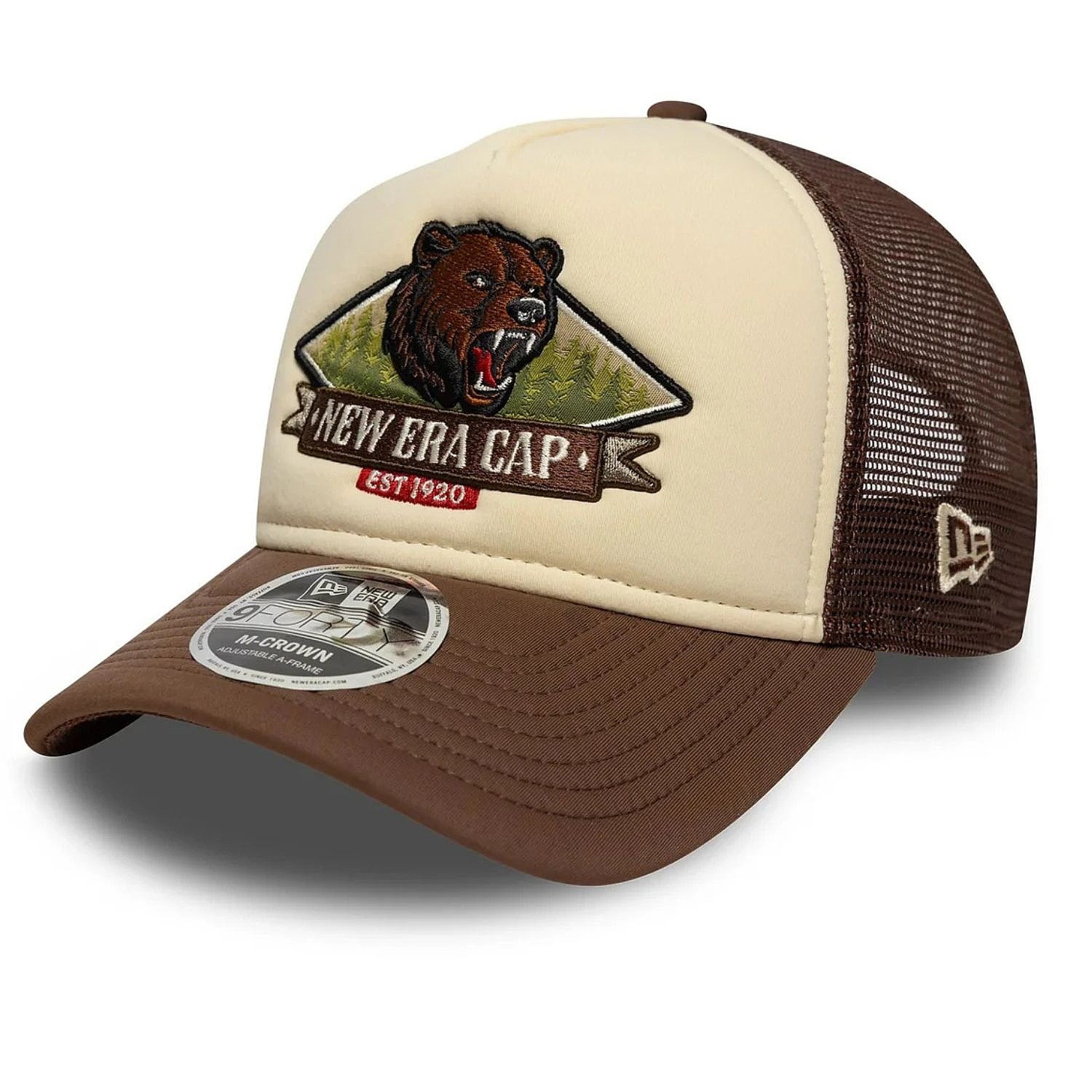 Kappe New Era 9FO M-Crown AF Graphic Trucker Branded - Light Cream/Brown - men´s