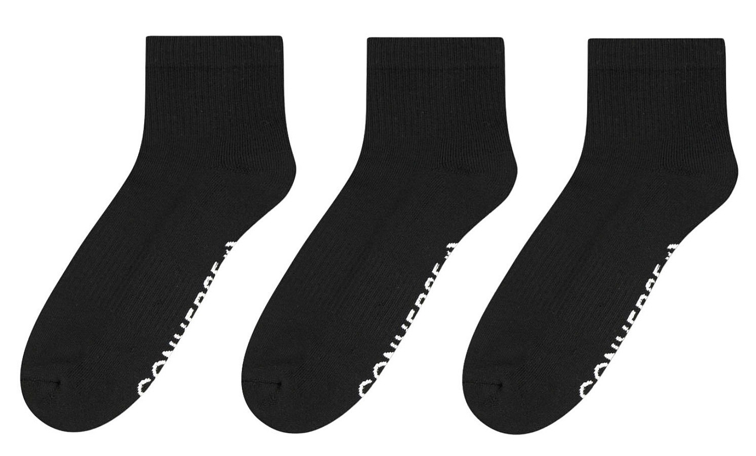 ponožky Converse Wordmark Quarter 3 Pack - MC0519/Black