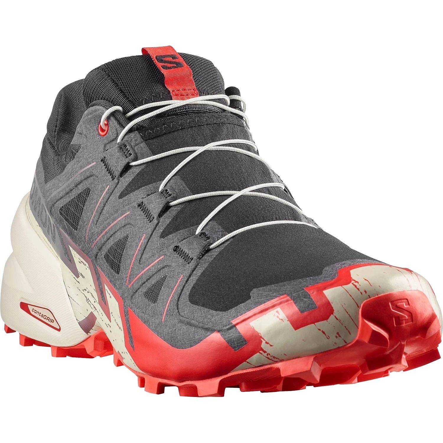 topánky Salomon Speedcross 6 - Black/Fiery Red/Almond Milk - men´s