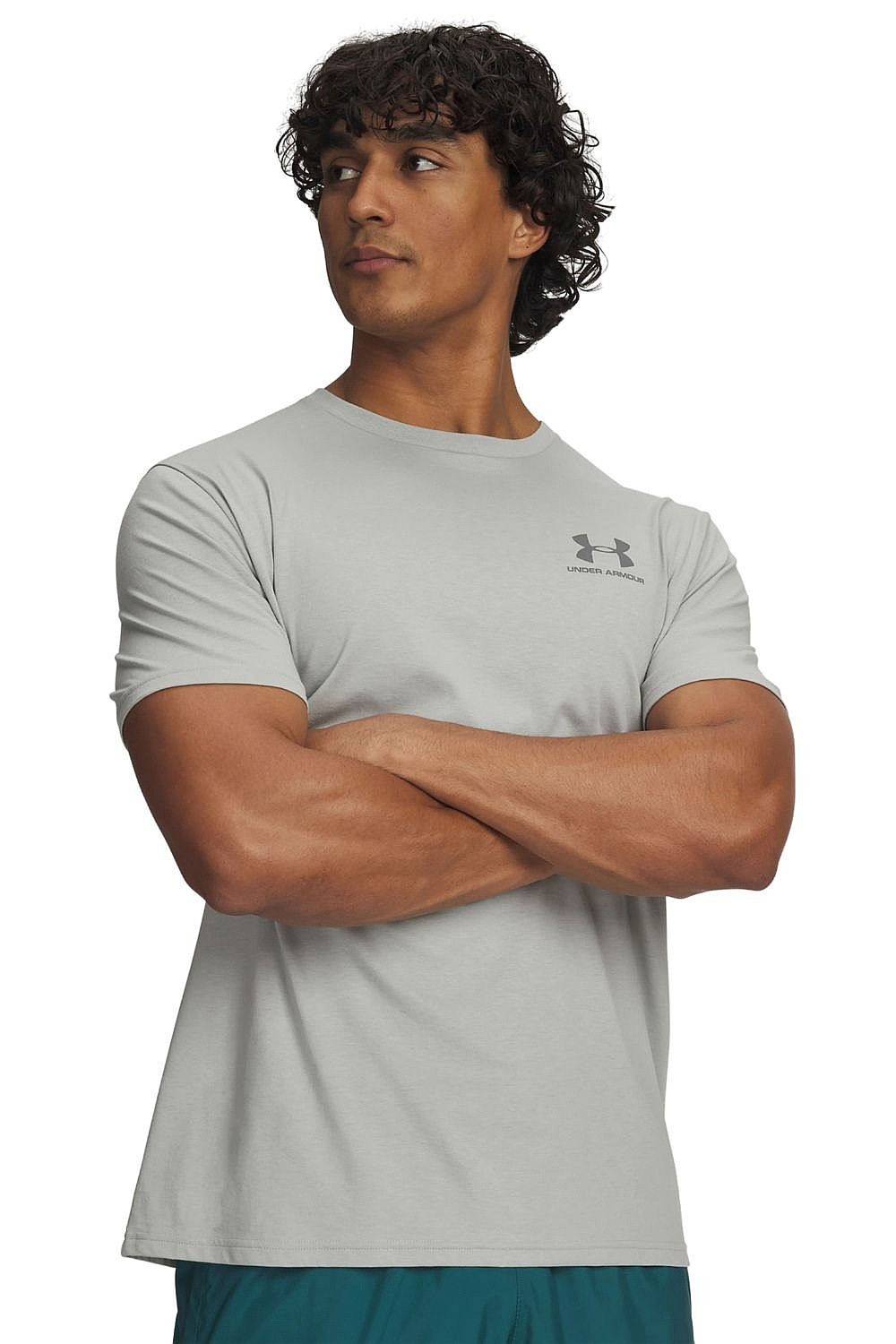 tričko Under Armour Sportstyle Left Chest - Titanium/Clay Green