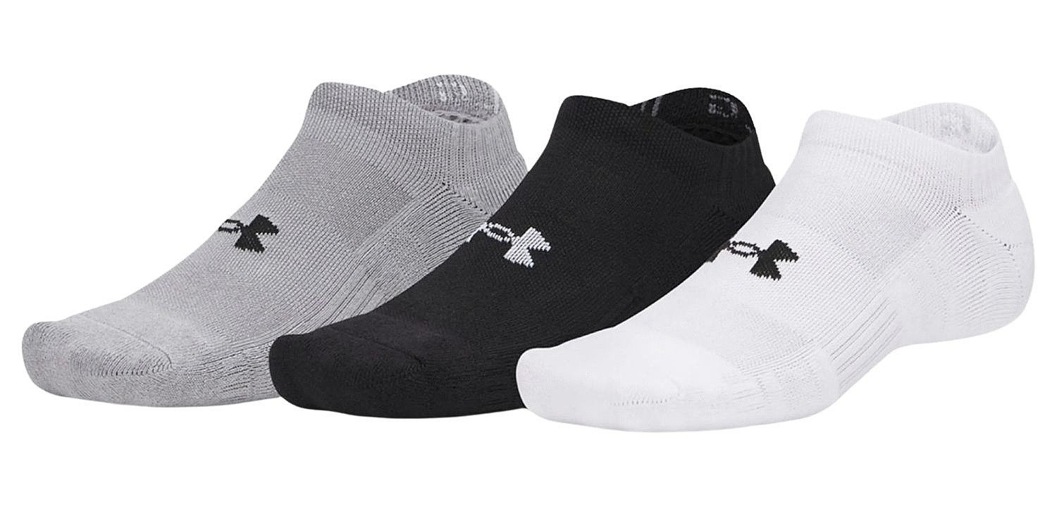 socks Under Armour Performance Cotton No Show 3 Pack - White/Steel
