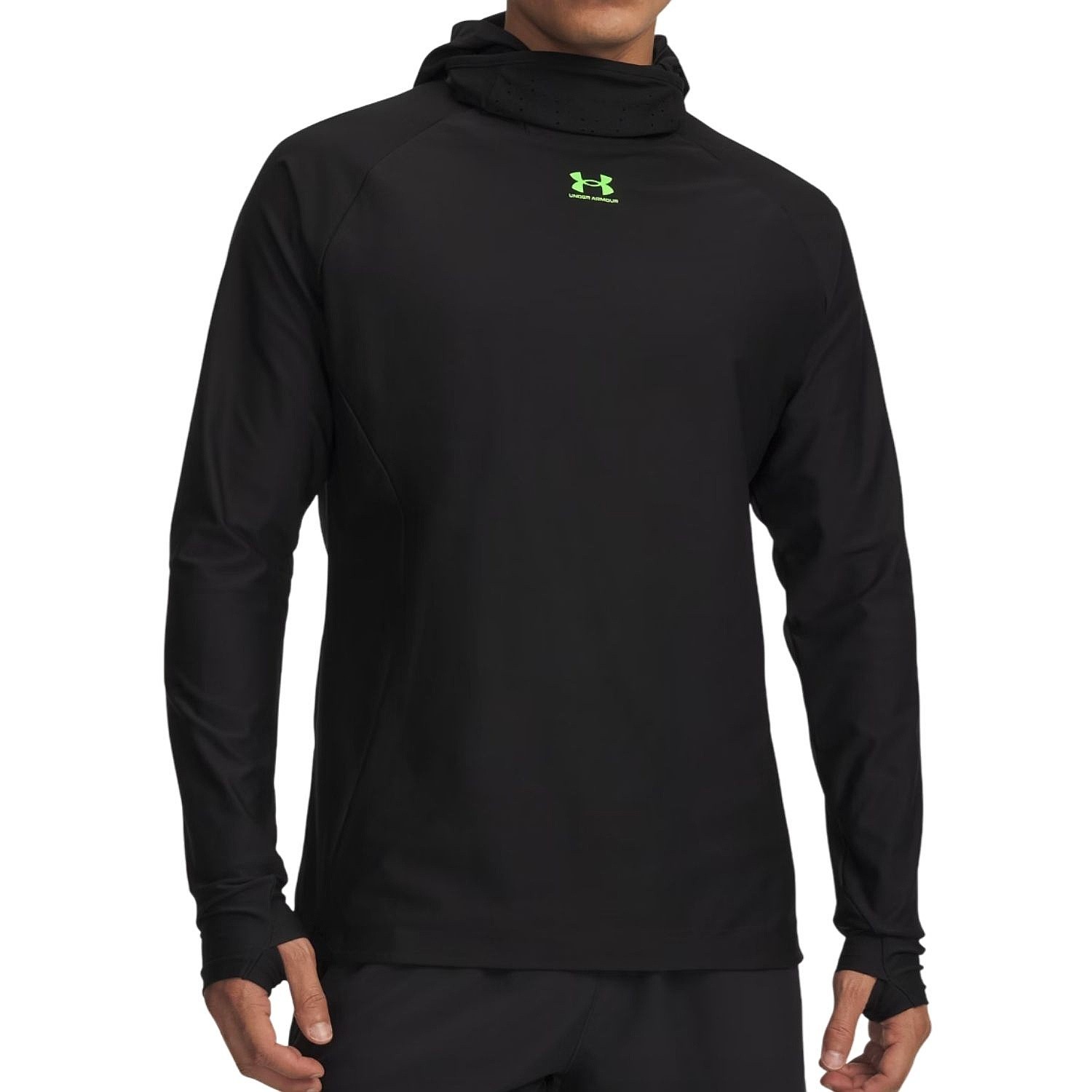 mikina Under Armour Challenger Elite Balaclava - Ultimate Black/Hyper Green
