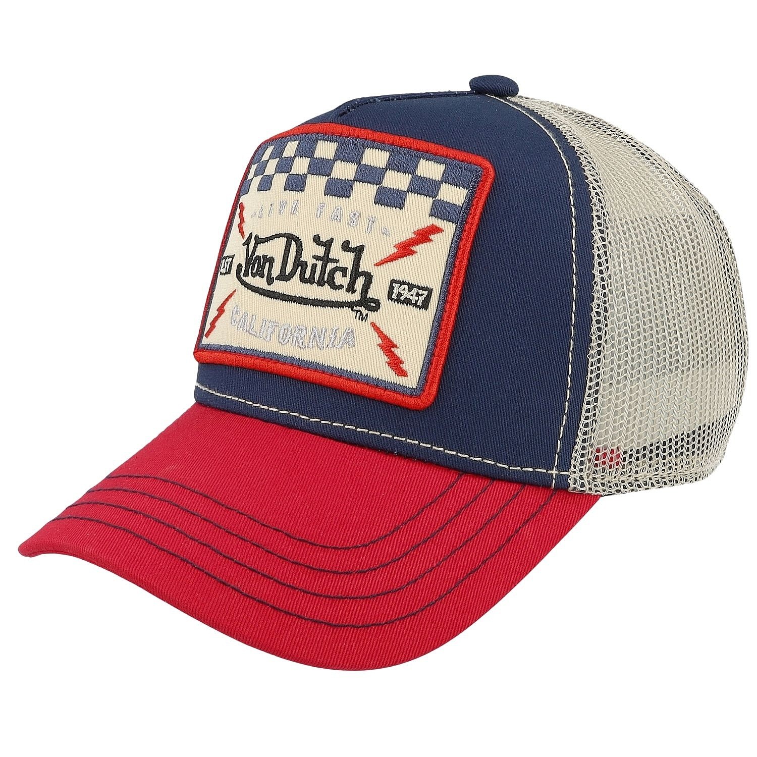 cap Von Dutch Square Trucker - Marine/Red