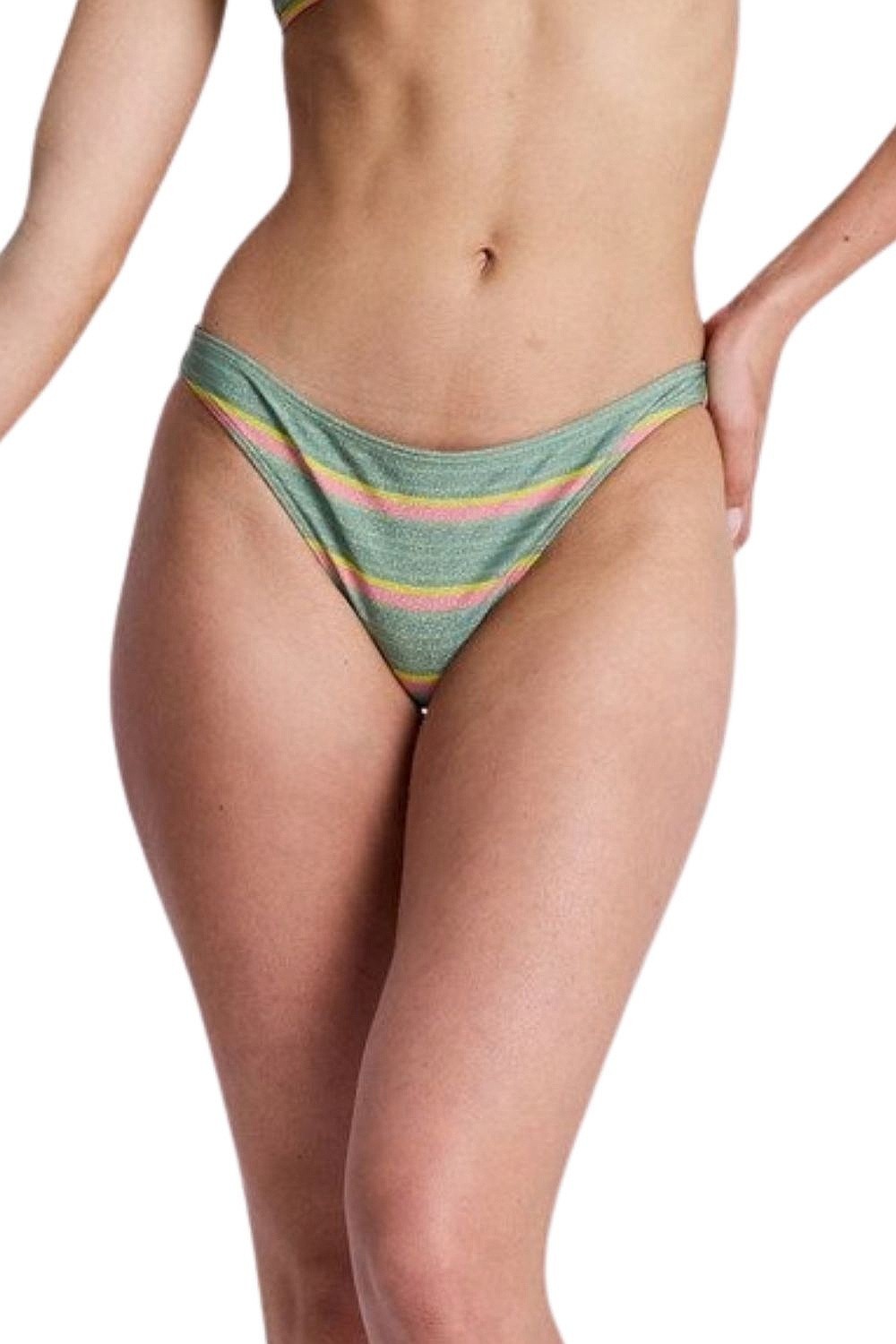 kąpielówki Roxy Ocean Dreamer Cheeky - GLD3/Oil Green Say It With Stripes - women´s