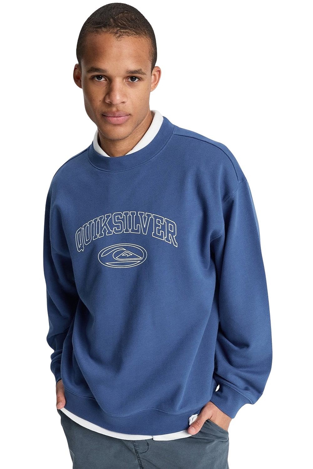 mikina Quiksilver New Iconic Crew - BYC0/Monaco Blue - men´s