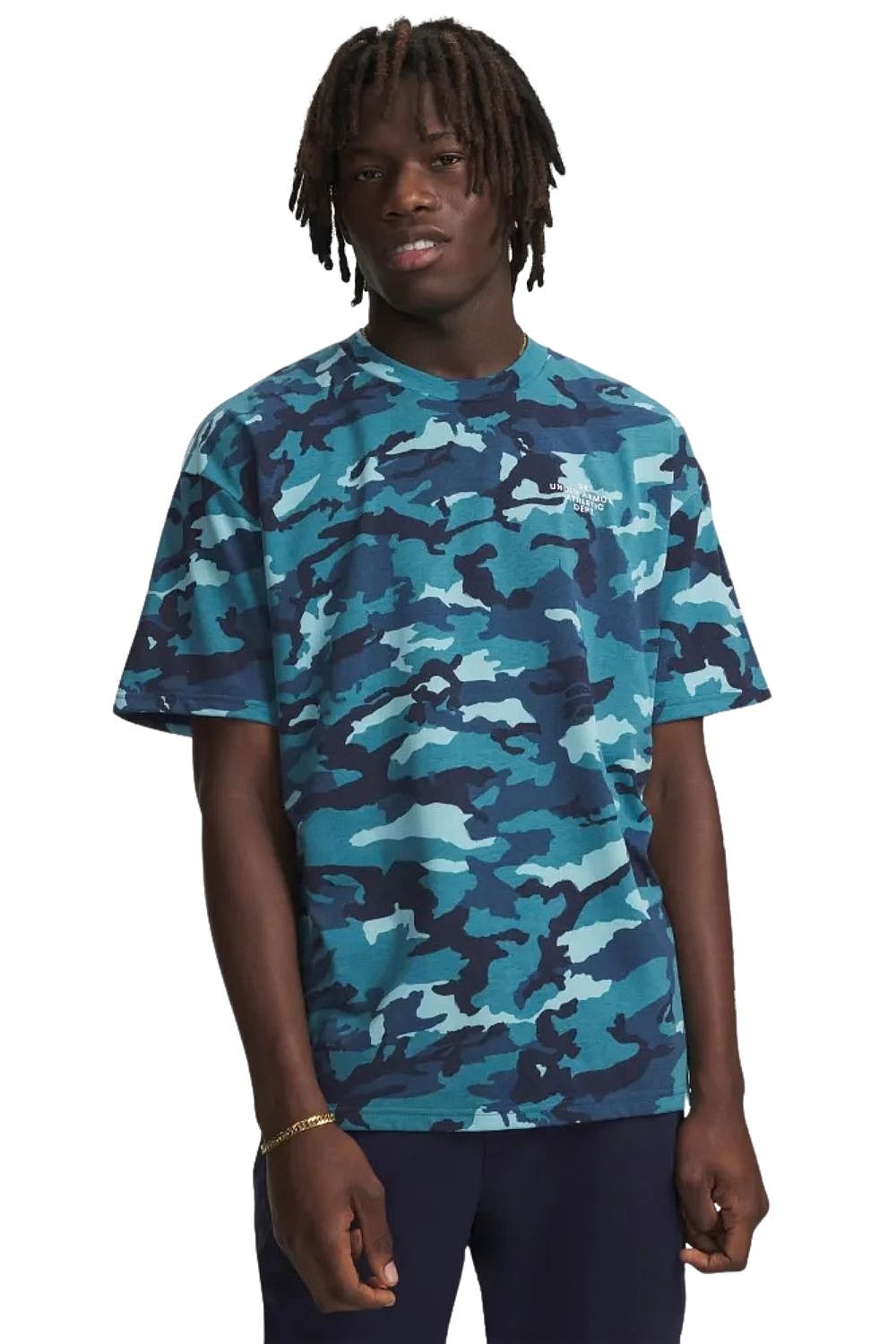 tričko Under Armour Athletic Department Printed Heavyweight - Wham Blue/White