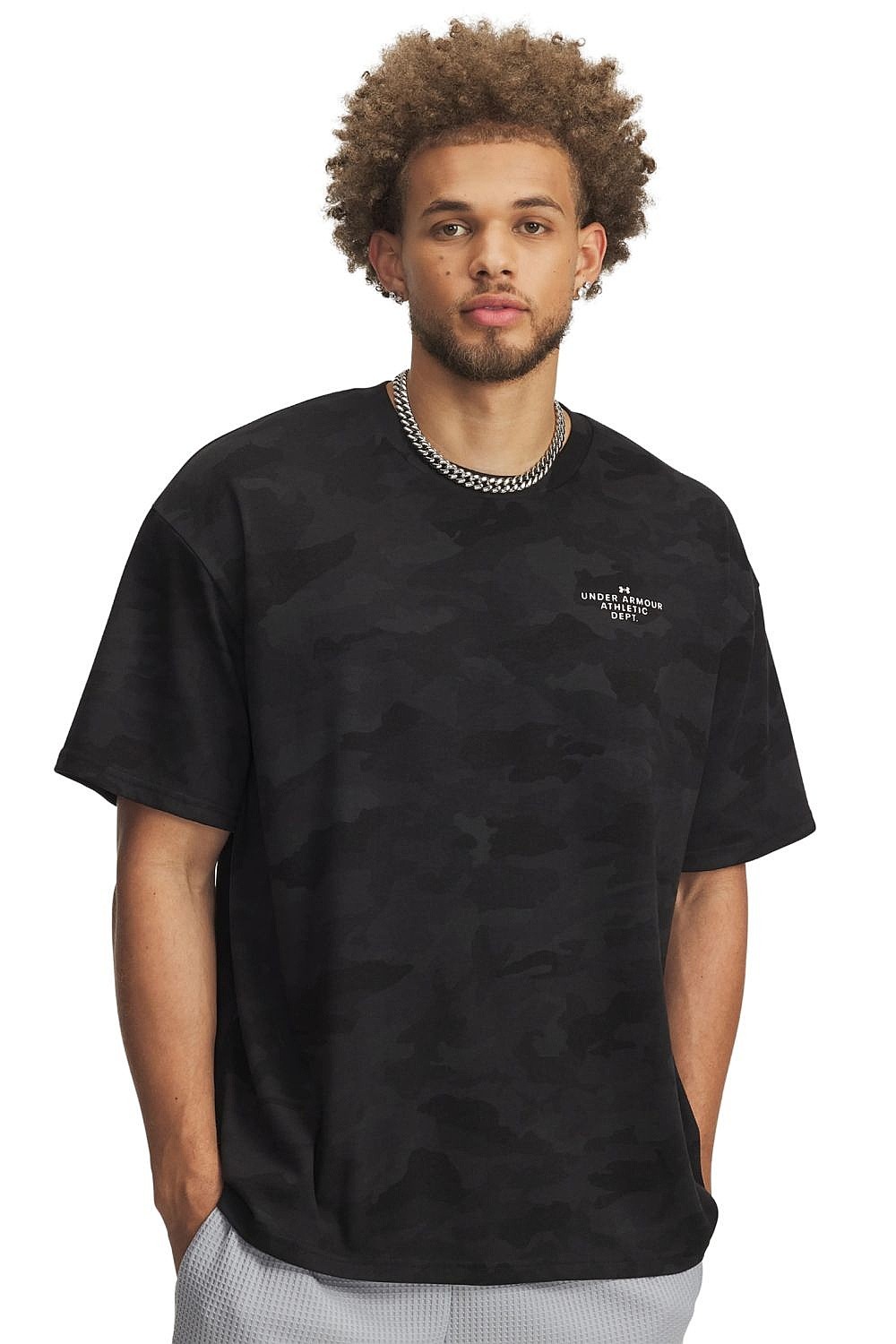 koszulka Under Armour Athletic Department Printed Heavyweight - Black/White - men´s