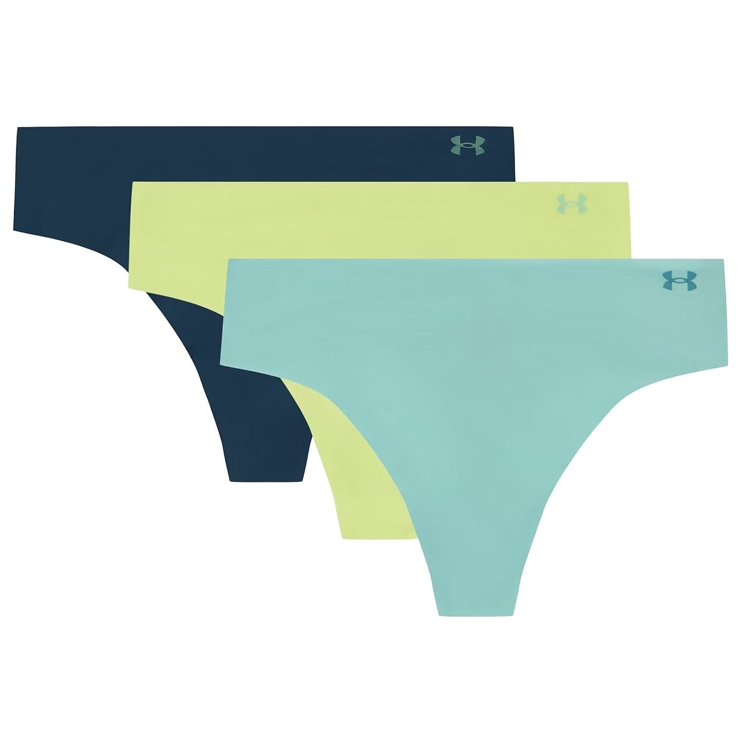 Slip Under Armour Pure Stretch No Show Thong 3 Pack - Hydro Green/Retro Green/Petrol - women´s