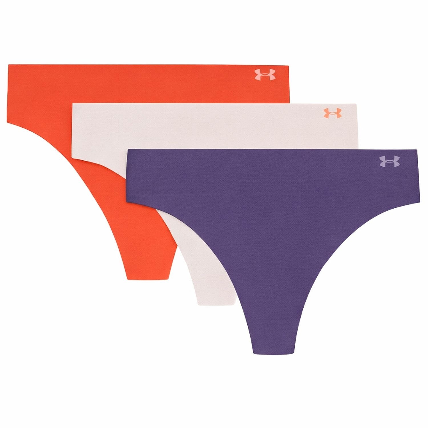 majtki Under Armour Pure Stretch No Show Thong 3 Pack - Purple/Canyon Pink/Peach Plasma - women´s