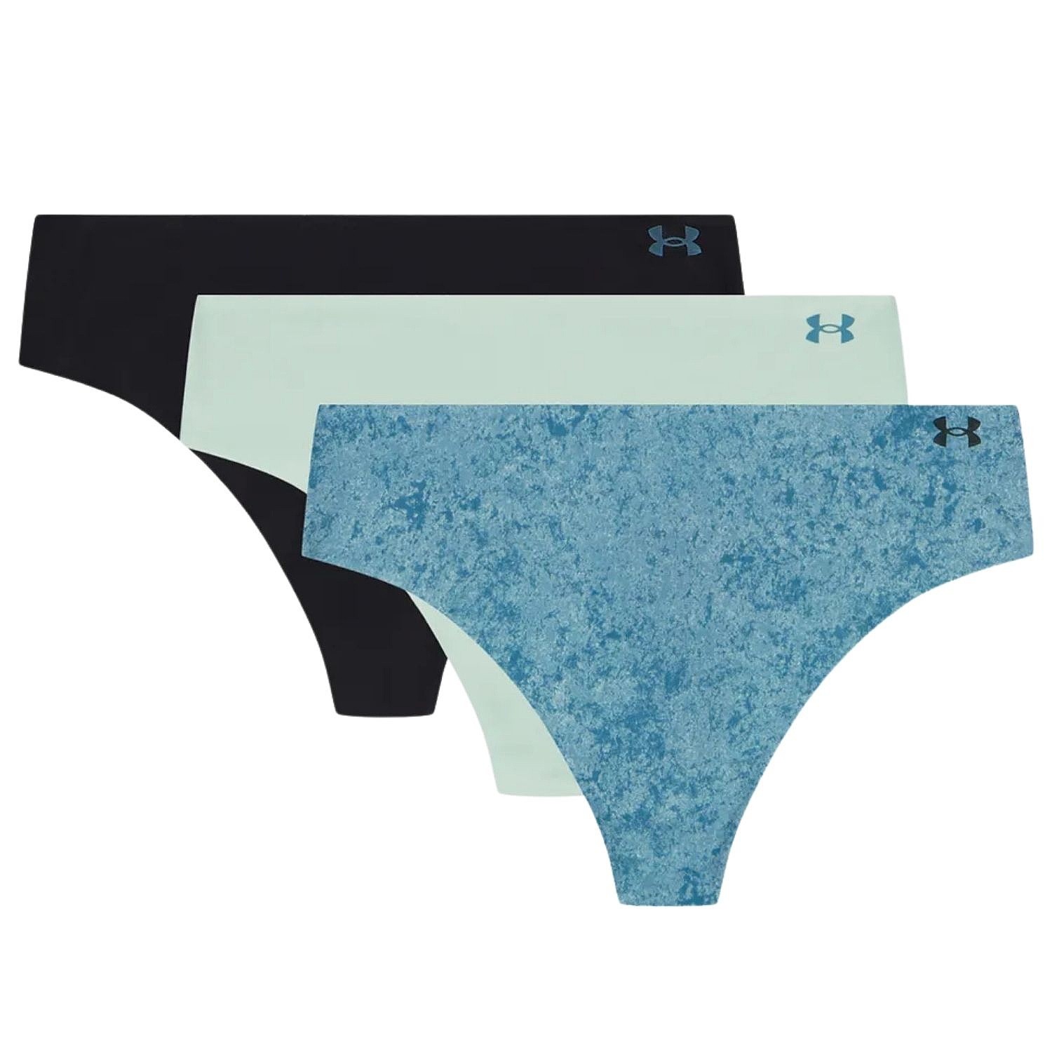 Slip Under Armour Pure Stretch No Show Printed 3 Pack - Mint/Jasper Blue/Black - women´s