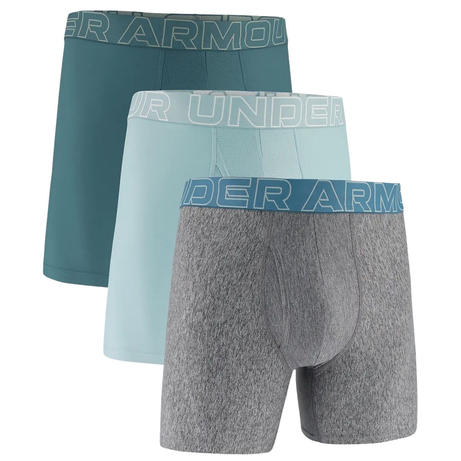 Boxershorts Under Armour Perf Tech 6in 3 Pack - Mint/Petrol/Grey Heather - men´s