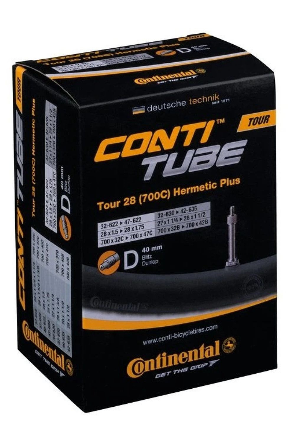 Schlauch Continental Tour Hermetic Plus Dunlop 28"x1.50"-1.75" 40mm - 0182091/Black