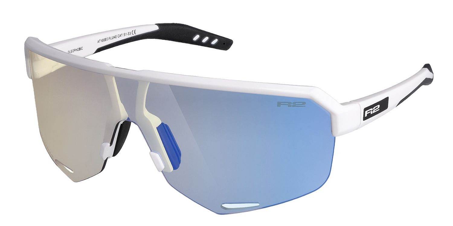 briller R2 Fluke - AT100B3/White Gloss/Blue Chrome/Photochromatic