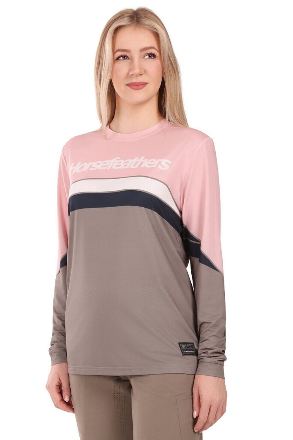 джерси Horsefeathers Quantum W LS - Lotus/Taupe - women´s
