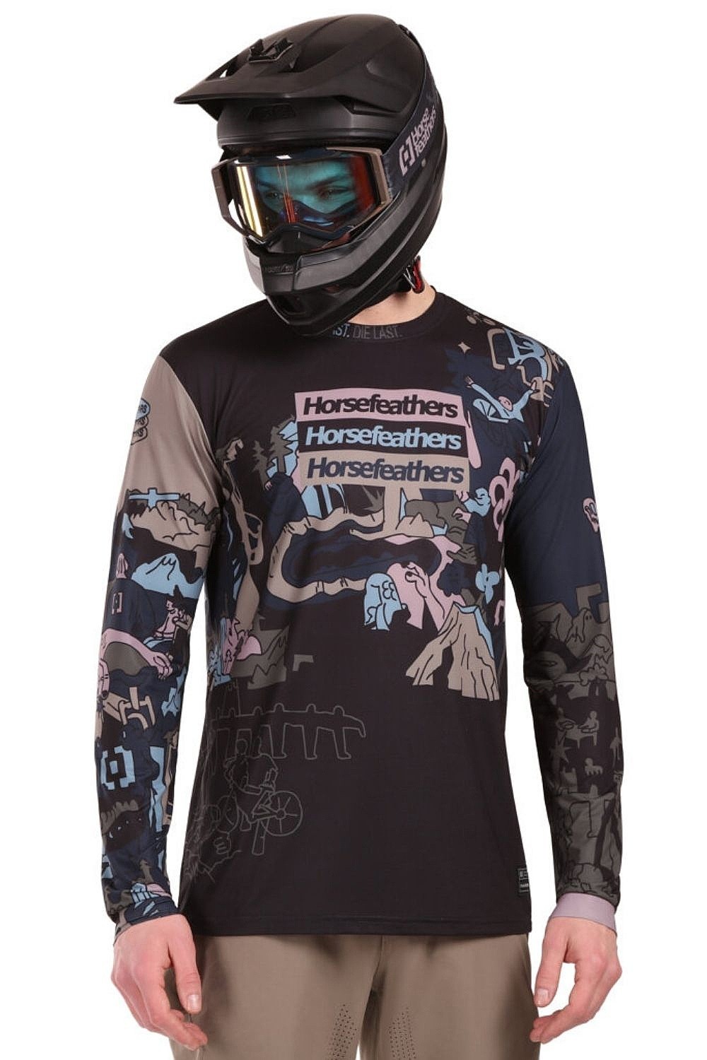 tröja Horsefeathers Quantum LS - Doodle - men´s